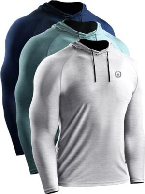 NELEUS Men's Dry Fit Athletic Shirt Workout Running Long Sleeve Shirts with Hoods