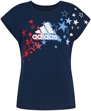 adidas Girls' Cap Sleeve Novelty Logo Tee