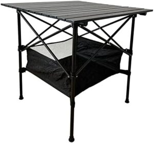 LEADALLWAY Folding Camping Table with Large Storage and Carrying Bags,28x28x28inchs