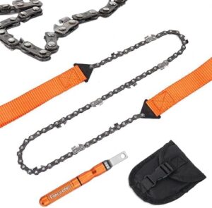 Pocket Chainsaw 40" Folding Saw Chain Fast Wood & Tree Cutting Survival Saw Backpacking Rope for Camping Backpacking Hiking Hunting