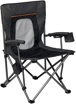 PORTAL Comfortable Portable Lawn Lightweight Foldable Outdoor Camp Chair for Adults, Supports up to 300 lbs, Black