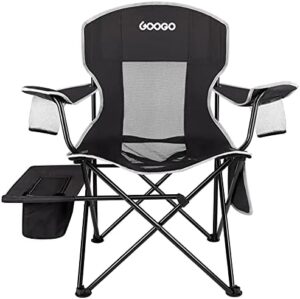 GOOGO Camping Chair Folding, Oversize Portable Lightweight Chair with Cooler, Cup Holder, Mesh Back Seat, Supports 300lbs, Collapsible Compact Chair with Carry Bag & Strap for Outdoor, Camp, Hiking