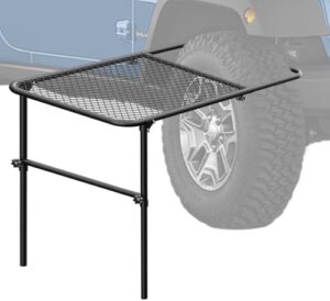 Tire Table Vehicle Tire Mounted Steel Camping Table Car Portable Adjustable Travel Camping Table Outdoor Folding Table Lightweight Tire Table for Outdoor, Picnic, Camp, Beach, Travel