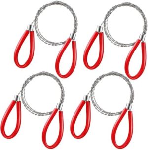 4 Pcs Stainless Steel Cable Saw, Metal Wire Saw Hand Pocket String Rope Saw Emergency Survival Saw PVC Pipe Cutting Tool for Wood Camping Hiking Hunting, 23.62 Inch(Red)