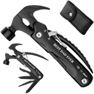 Gifts for Fathers Day Men from Daughter Son Kids, Stocking Stuffers Unique Birthday Ideas for Dad Grandpa Husband Him, Cool Gadgets Presents, All in One Multitool Hammer Survival Kit (Best Dad Ever)