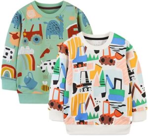 2 Pack 2t-7t Toddler Boys Sweatshirts,Long Sleeve Boys Fashion Tops,Cartoon Toddler Fall Outfits,Toddler Sweater