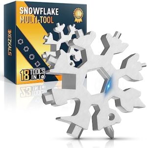 Stocking Stuffers for Adults Men Him, Snowflake Tool 18-in-1 Multi-tool, White Elephant Gifts for Adults, Christmas Gifts for Men, Christmas Tree Decorations, Mens Gifts for Dad (Silver)