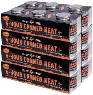 InstaFire 6-Hour Canned Heat (24 Cans), Canned Heat for Cooking, Canned Heat for Food, Heat for Camping, Heat for Camp Stove, Indoor Heat, Nontoxic Heat, Emergency Heat, Heat for Emergency