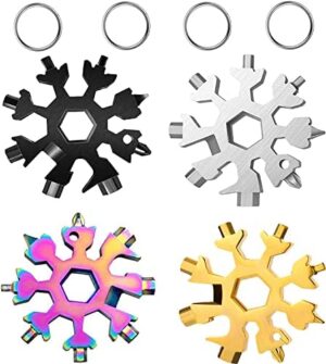 4 Pack 18 In 1 Snowflake Multi Tool, Stainless Steel Beer Bottle Opener, Flat Phillips Screwdriver Kit/Wrench, Outdoor Durable and Portable