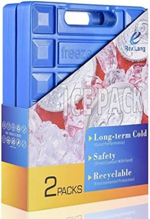 Large Freezer Cold Ice Pack Block Ice Chest, Reusable Long Lasting Quick Freezes with A Handle, for Coolers Lunch Box/Bag(1000g Set of 2)