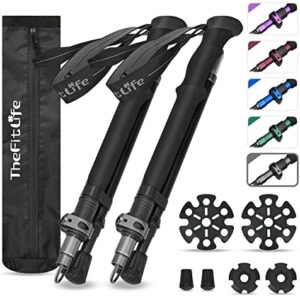 TheFitLife Collapsible Trekking Poles for Hiking – Lightweight Folding Walking Sticks for Men and Women with Extra-Long Foam Handle and Metal Flip Lock