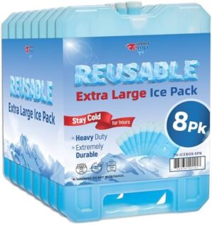 Reusable Jumbo Ice Pack - Long Lasting - Perfect for Keeping Food Or Beverages Cold, Coolers, Camping, Beach Coolers, Hiking & More, Clear Blue