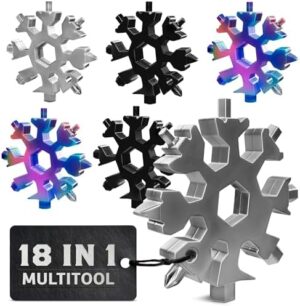 18 in 1 Snowflake Multi Tool for Men 6 Pcs - Keychain Screwdriver Snowflake Multitool Screwdriver Multipurpose Tool - Keychain Multitool Snowflake Tool Keychain Bottle Opener for Men Pocket Multitool