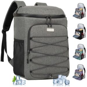 30 Cans Cooler Backpack Insulated Waterproof, Backpack with Cooler Compartment for Men and Women, Soft Sided Cooler Bag, Lightweight Ice Chest Lunch Backpack for Beach Camping Picnic Hiking