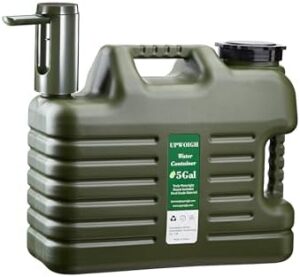 Portable 5 Gallon Water Jug with Automatic Touch Control Pump,Truly No Leakage Water Container with Spigot,Type-C Rechargeable Military Green Water Pump Gear for Outdoors Camping Hiking