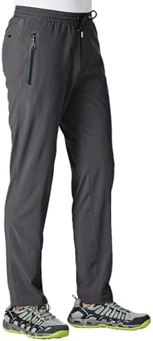 TBMPOY Men's Lightweight Hiking Travel Pants Breathable Athletic Fishing Active Joggers Zipper Pockets