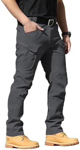 AUTIWITUA Men's Tactical Pants Water Resistant Cargo Pants Lightweight Outdoor Hiking Work Pants(No Belt)