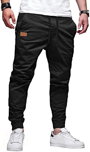 JMIERR Mens Casual Joggers Pants - Cotton Drawstring Chino Cargo Pants Hiking Outdoor Twill Track Jogging Sweatpants Pants