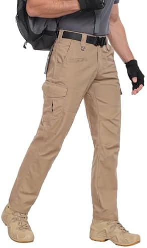 Men's Cargo Pants Ripstop Water Resistant Hiking Work Pants Outdoor Multi Pockets Army Tactical Pants (Not Belt)