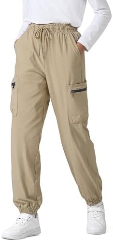 Boys Cargo Pants Kids Water Resistant Athletic Hiking Pants Lightweight Quick Dry