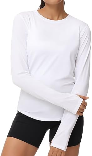 THE GYM PEOPLE Women's Long Sleeve Workout Shirts Athletic Crewneck Hiking Tops with Thumb Hole