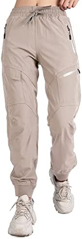 Singbring Women's Athletic Hiking Cargo Joggers Pants Outdoor Workout Lightweight Quick Dry UPF 50 Zipper Pockets