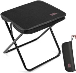 Portable Stool, 13 Inch Small Folding Stool for Adults, Ultralight Black Camping Stools for Hiking and Fishing, Hold Up to 330 LBS