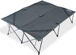 KingCamp Folding Camping Cot Adjustable Heavy Duty Outdoor Oversized Adult Wide, 84.6''x 55.1''x18.9'', Grey-double