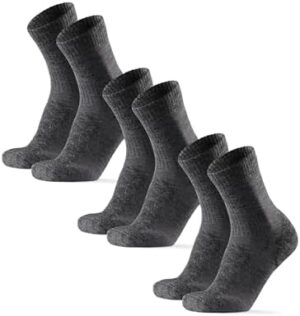 DANISH ENDURANCE Hiking Socks, Lightweight, Merino Wool Socks for Men & Women, Moisture Wicking, Cushioned Crew Socks, 3 Pack