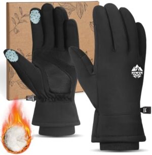 RIGWARL Winter Thermal Gloves Men and Women, Waterproof Touchscreen Cold Weather Gloves with Adjustable Zippered Wrist