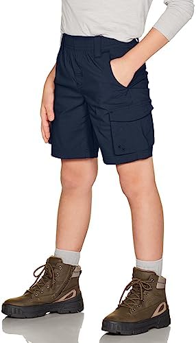 CQR Kids Youth Pull on Cargo Shorts, Outdoor Camping Hiking Shorts, Lightweight Elastic Waist Athletic Short with Pockets