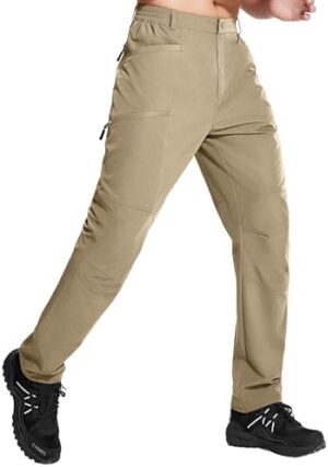 Men's Hiking Pants, Quick Dry Travel Pants Men Lightweight Outdoor Large Pocket Casual Work Pants Water-Resistant