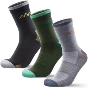 innotree Merino Wool Hiking Socks for Men, Micro Crew Half Cushioned Thermal & Moisture Wicking Hiking Socks, 3-Pack