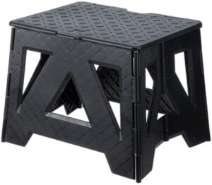 SHIMOYAMA Folding Stool, 9.6” Step Stool for Adults, Holds Up to 220lbs, PP Foldable Stool for Outdoor Camping, Bathroom, and Living Room (Black)