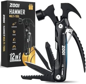 ZOOI Stocking Stuffers Gifts for Adults Men, 12 in 1 Hammer Multitool Camping Accessories, Christmas Gifts for Men, Husband, Mens Gifts Ideas, Dad Gifts for Men Who Have Everything, Gadgets for Men