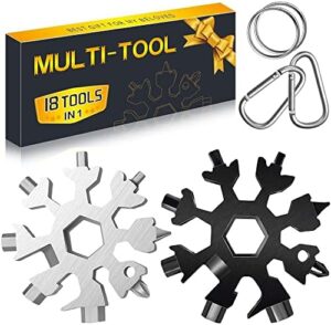 Stocking Stuffers for Adults Men Dad Gifts, Multi Tool 2 Pack 18 in 1 Snowflake Hand Tools Christmas Gifts for Men Dad Husband Outdoors Camping Portable Bottle Opener Flat Screwdriver Kit Wrench