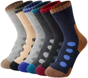 Kids Merino Wool Hiking Socks, 6 Pairs Boys Girls Winter Warm Thick Thermal Socks, Boot Cushion Crew Socks