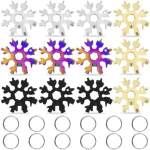 12 Packs 18 in 1 Snowflake Multi Tool for Man,Stainless Steel Snowflake Multitool Stocking Stuffers for Father,Husband,Boyfriend,Snowflake Wrench/Bottle Opener/Screwdriver Kit for Christmas Gifts