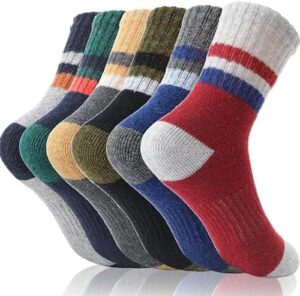 EBMORE Kids Merino Wool Hiking Socks Thermal Winter Warm Thick Boys Toddlers Girls Cushion Crew Socks 6 Pairs