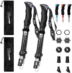 Trekking Poles Collapsible Hiking Poles - Aluminum 7075 Adjustable Hiking Walking Sticks with Quick Locks, Expandable to 53"and Ultralight Poles for Hiking Camping Mountains Walking（Set of 2）