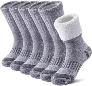 FNOVCO Kids Merino Wool Socks Boys Winter Warm Thick Thermal Cushion Hiking Socks 3 Pairs