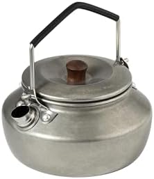 0.6 Liter Lightweight Stainless Steel Camping Kettle Portable Camp Tea Pot, Outdoor Campfire Use, Retro Silver