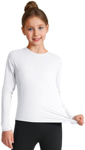 HASMES Girls Long Sleeve Athletic Shirts Active Quick Dry Lightweight Clothes Kids Teens Sports Tees Yoga Basic Tops