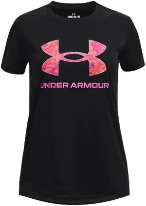 Under Armour Girls' Tech Print Big Logo Short Sleeve Crew