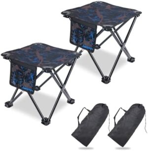 2 Pack Folding Portable Camping Stool for Adults, Lightweight Collapsible Stool for Outdoor Footrest Fishing Hiking Gardening and Beach with Carry Bag(400 LBS Capacity)