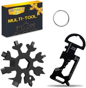 18 in 1 Snowflake Multitool & 8 in 1 Keychain tool Stocking Stuffers for Men Christmas Gifts, Multi Tools for Dad from Daughter Son, Gifts for Men (black)