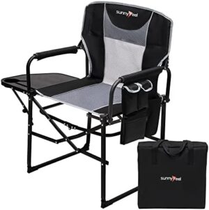 SUNNYFEEL Camping Directors Chair, Heavy Duty,Oversized Portable Folding Chair with Side Table, Pocket for Beach, Fishing,Trip,Picnic,Lawn,Concert Outdoor Foldable Camp Chairs