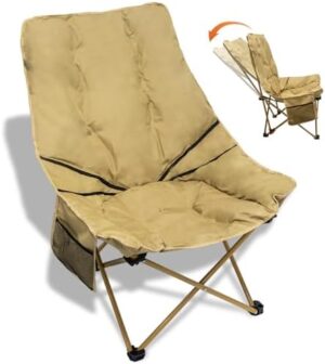 Padded Camping Chair with Backrest Adjustment,Comfy & Extra Wide Butterfly Chairs,Outdoor Camping Recliner Chairs for Adults,Supports 330 LBS