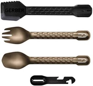 Gerber Gear ComplEAT Camping Utensils Set for Outdoor Cooking, Camping Cutlery with Fork, Spoon, Tongs, Spatula and Multi-Functional Tool, Burnt Bronze