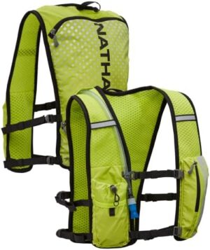 Nathan Hypernight QuickStart 2.0 4 Liter Hydration Pack w/ 1.5L Bladder, Reflective to Be Seen at Night, Front Water Bottle Pockets, Moisture Wicking, Unisex